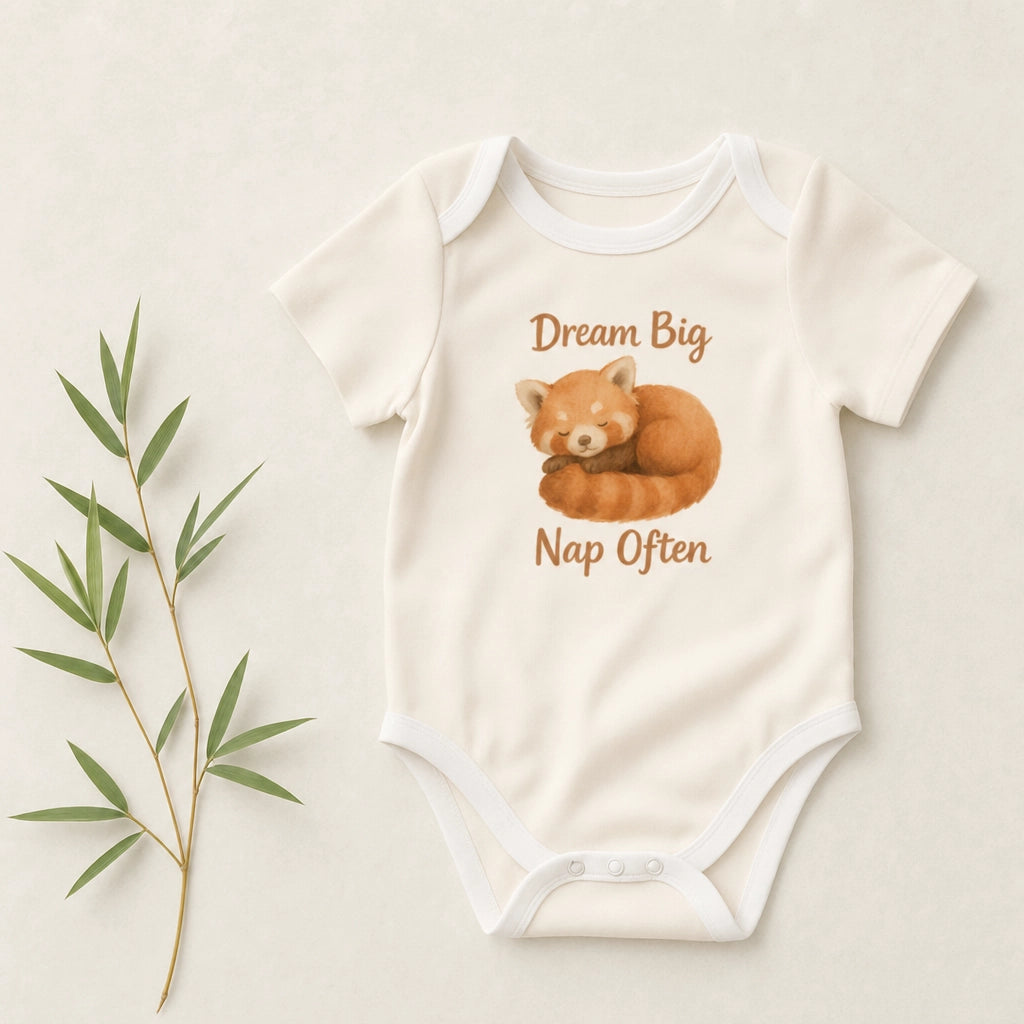 Dream Big Nap Often Red Panda Baby Bodysuit