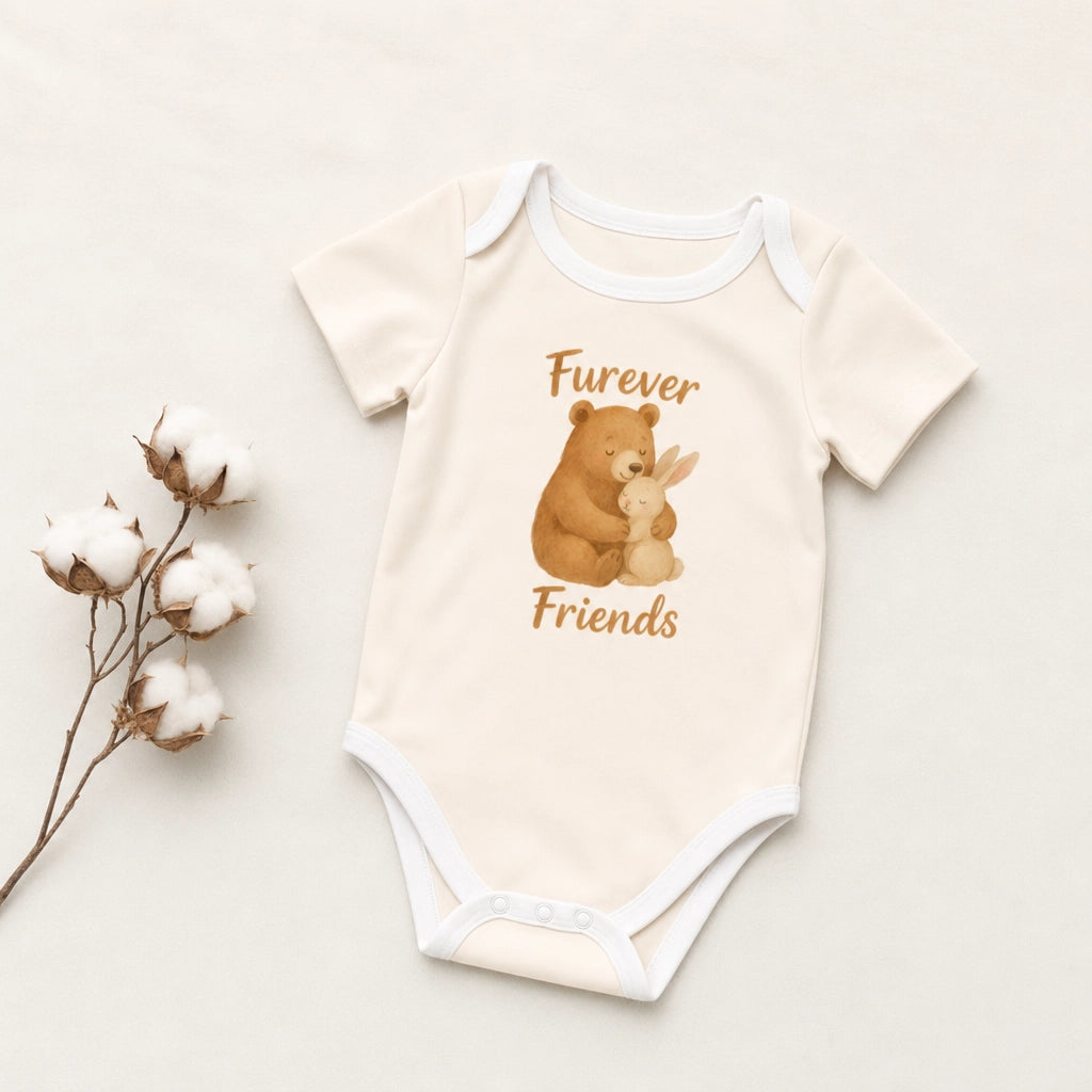 Furever Friends Bear and Rabbit Baby Bodysuit
