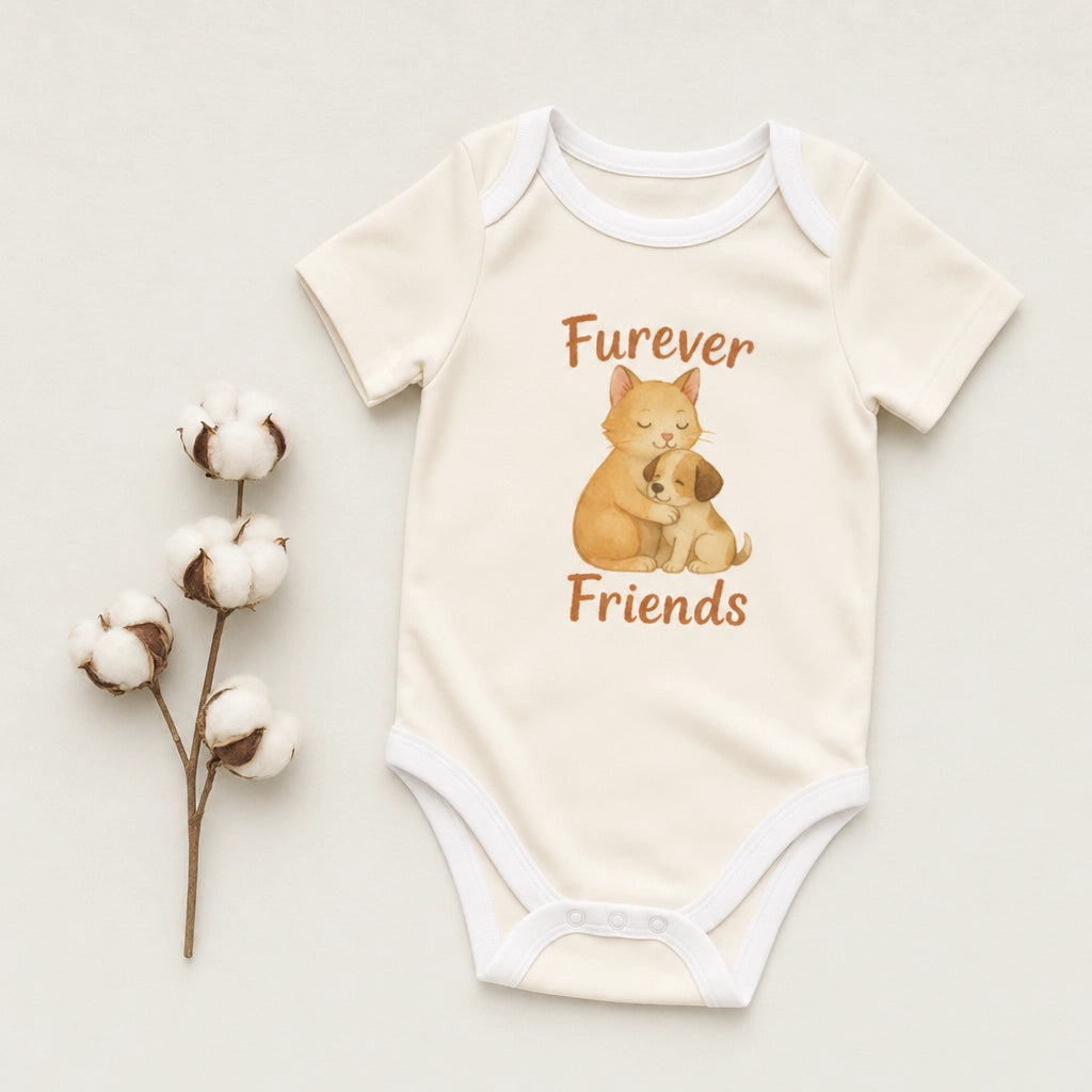 Furever Friends Cat and Puppy Baby Bodysuit