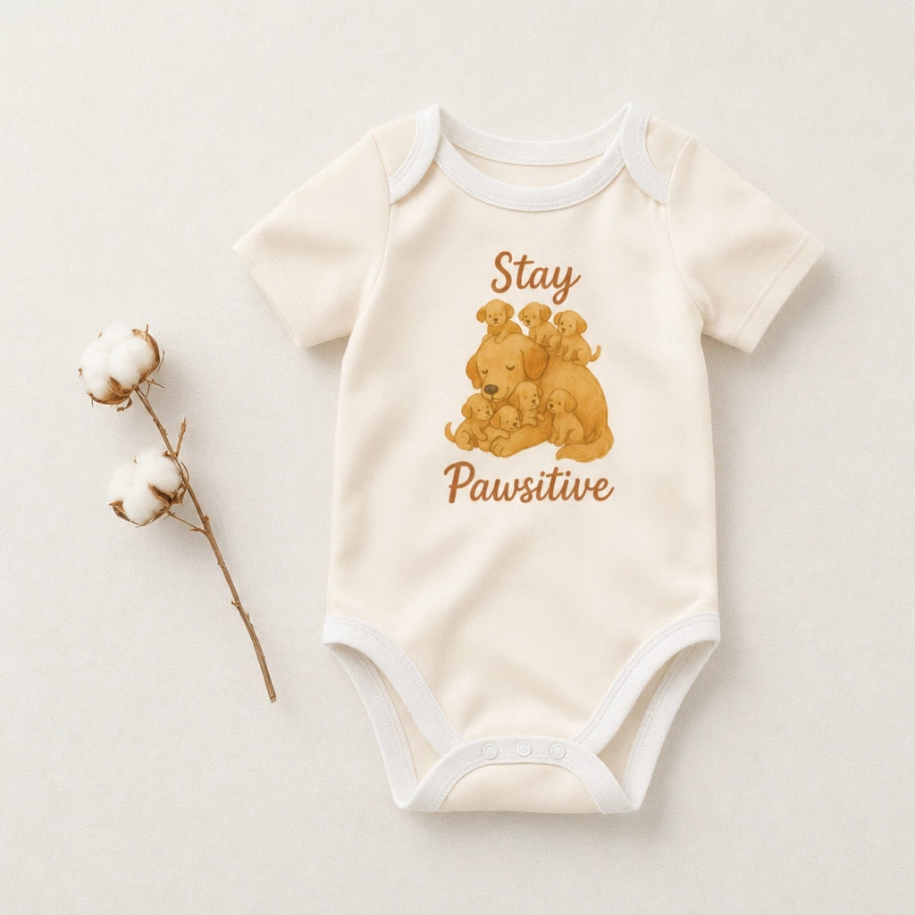 Stay Pawsitive Dog and Puppies Baby Bodysuit