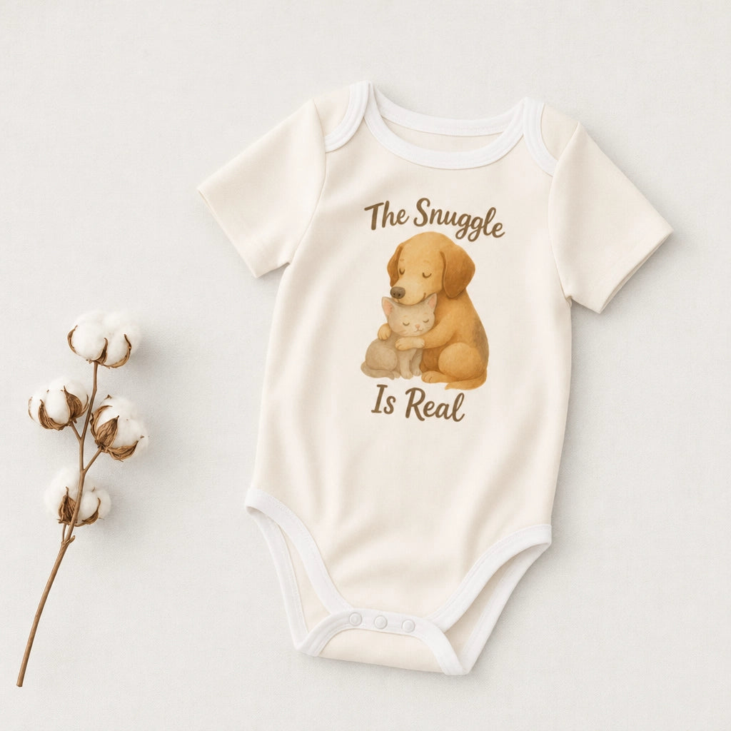 The Snuggle Is Real Dog and Kitten Baby Bodysuit